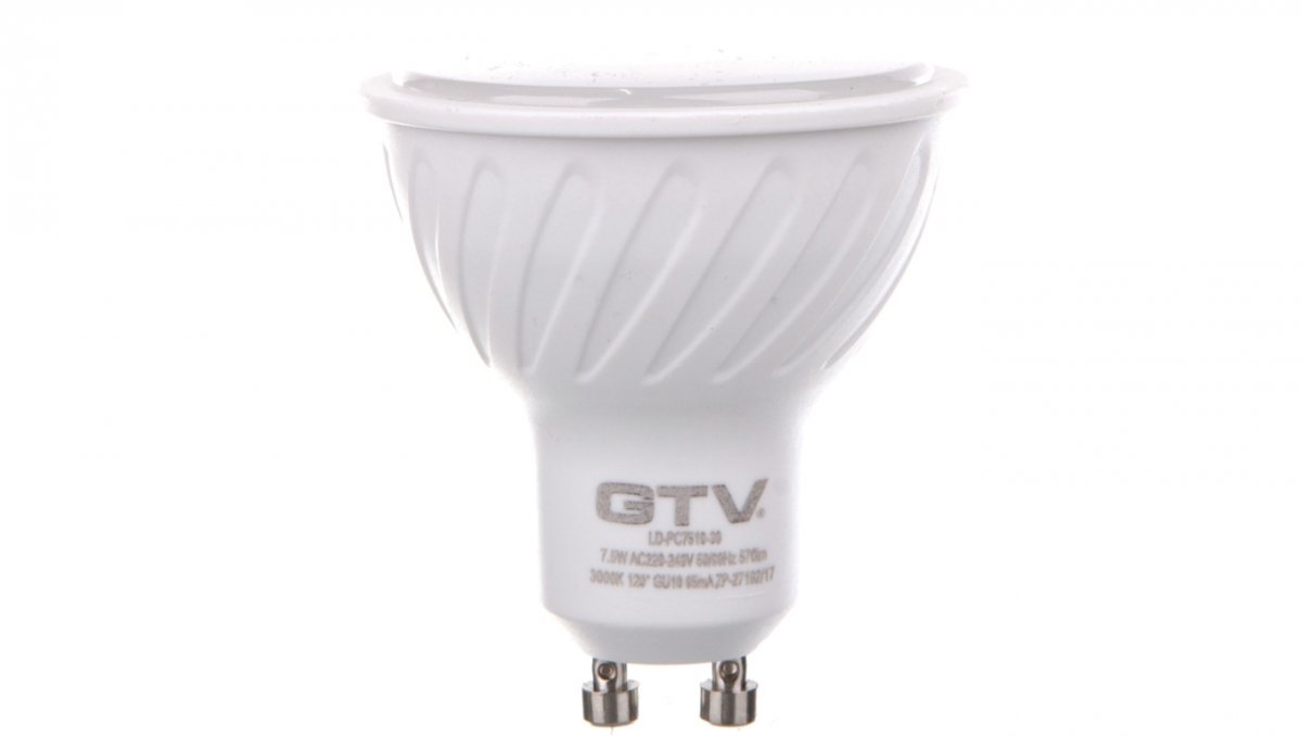 LD-PC7510-30 LED bulb SMD 2835, 3200K, GU10, 7,5W, AC220-240V, 50-60Hz,120*, 570lm, 65 mA