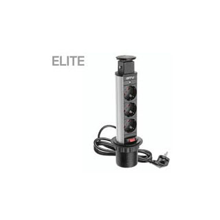 Удлинительный стол ELITE fi 100мм серебристый Office extension (into table) ELITE 100mm, 3x sockets, (silver), SCHUKO